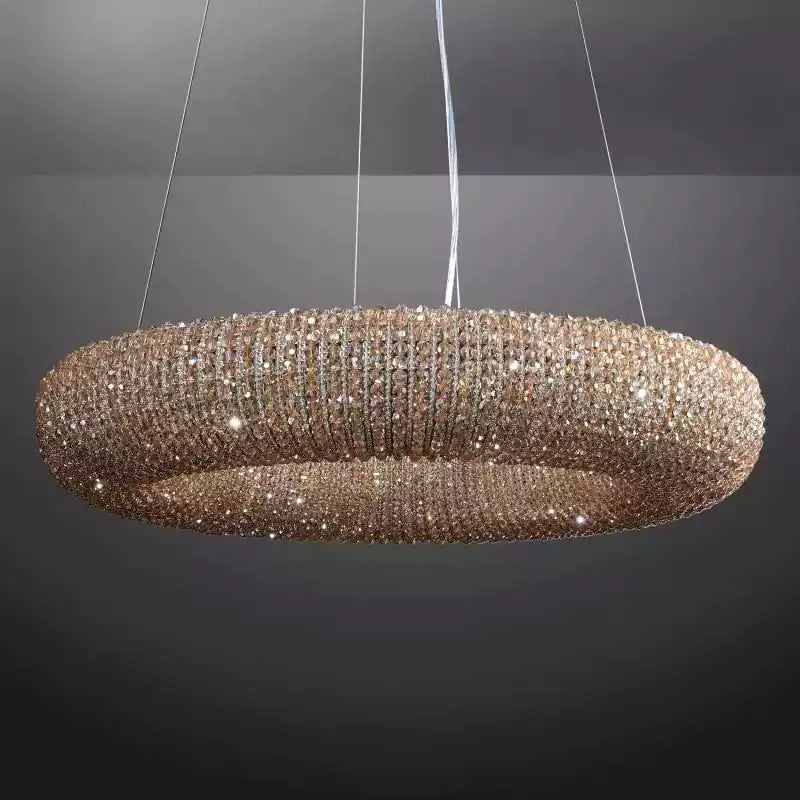 Cristal Halo Smoke Round LED Chandelier 32"