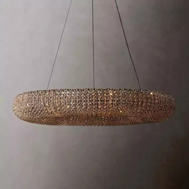 Cristal Halo Smoke Round LED Chandelier 32"