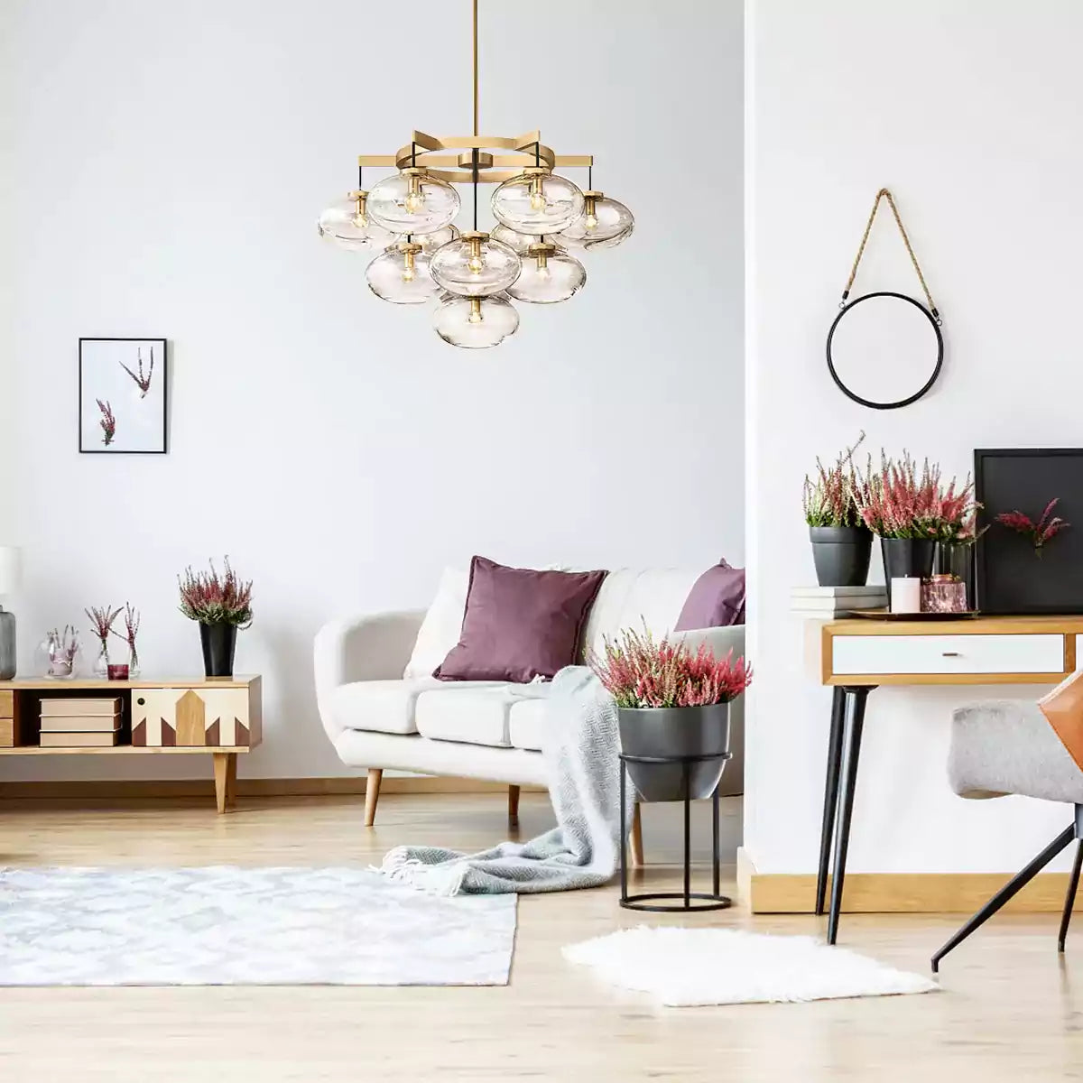 Cabrettey Clear Glass Round Chandelier 36"