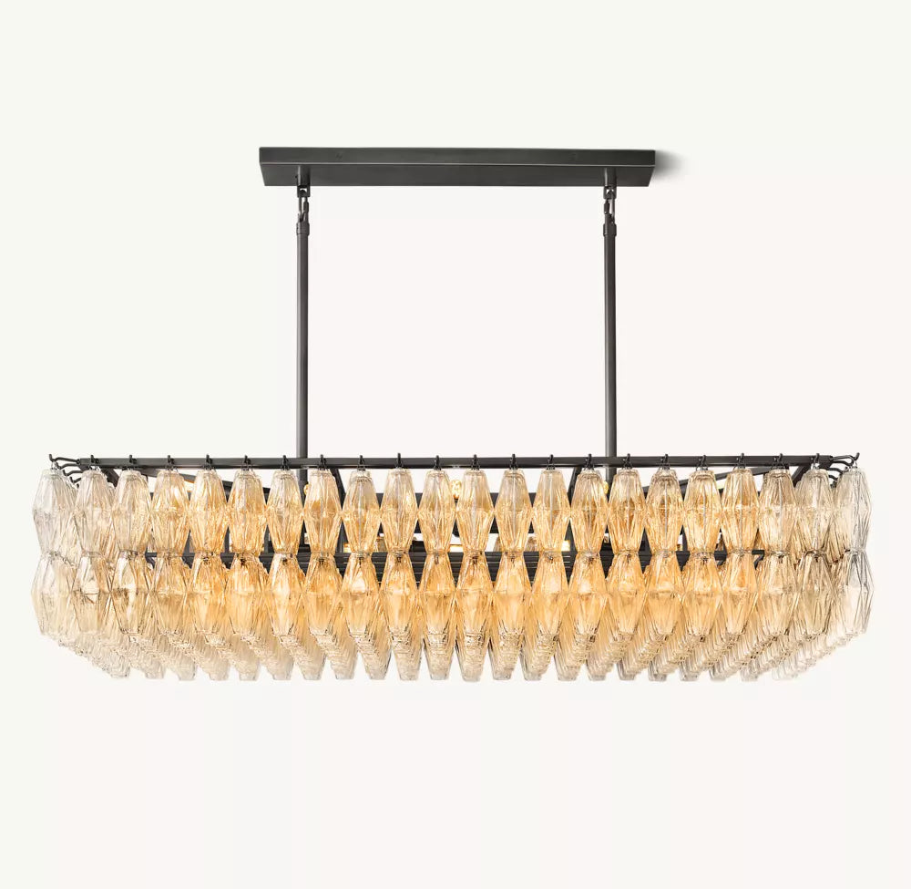 Chiaray Clear Glass Rectangular Chandelier 54"