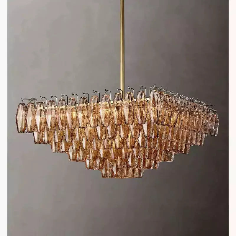 Chiaray Smoke Glass Tiered Square Chandelier 32"