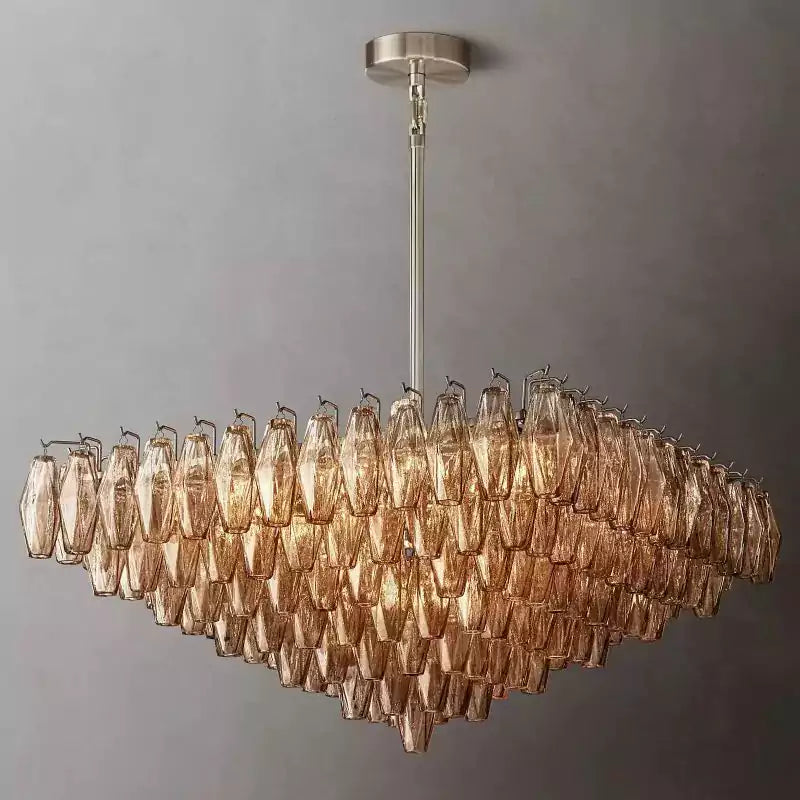 Chiaray Smoke Glass Tiered Square Chandelier 32"
