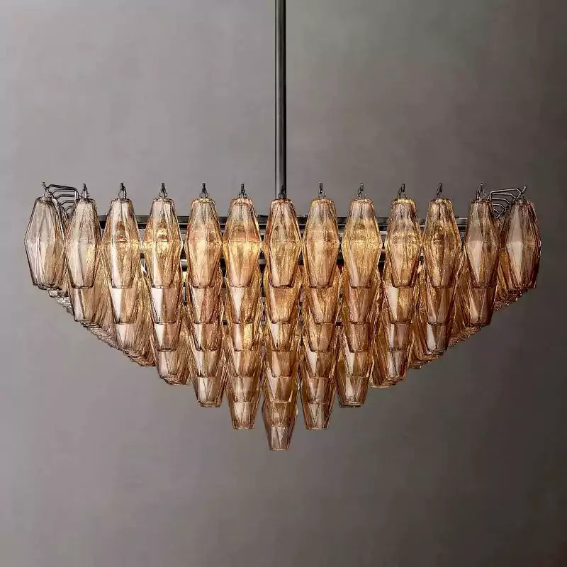 Chiaray Smoke Glass Tiered Square Chandelier 32"
