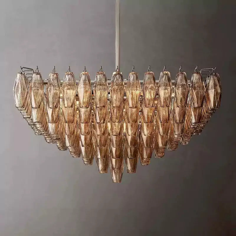 Chiaray Smoke Glass Tiered Square Chandelier 32"