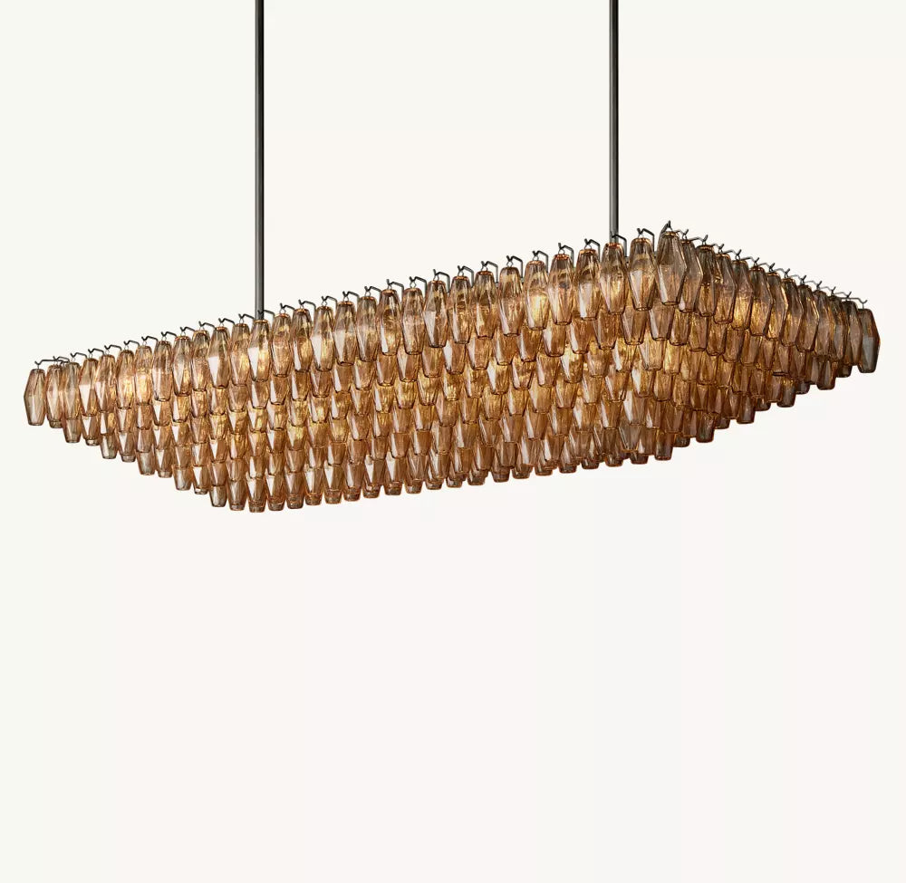 Chiaray Smoke Glass Tiered Rectangular Chandelier 74"