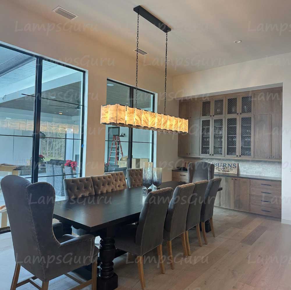 Harlowa Calcite Rectangular Chandelier 74"