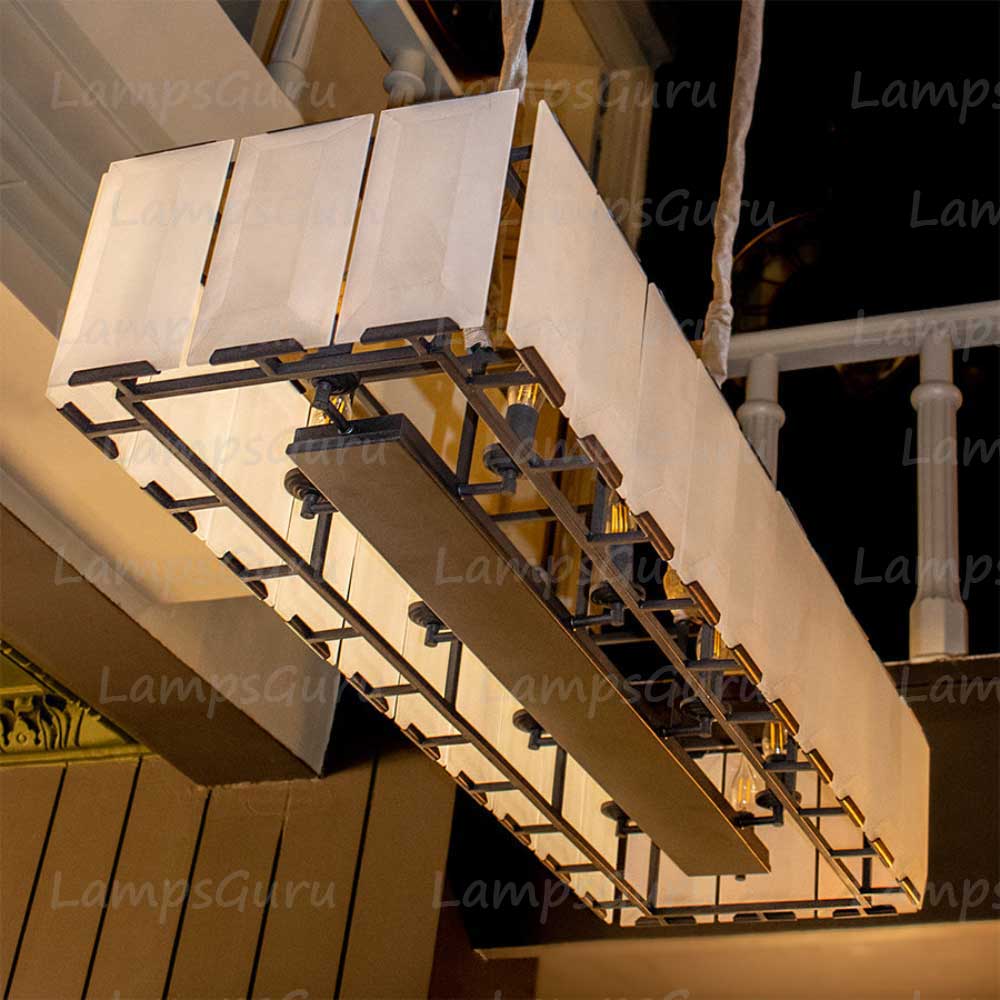 Harlowa Calcite Rectangular Chandelier 74"