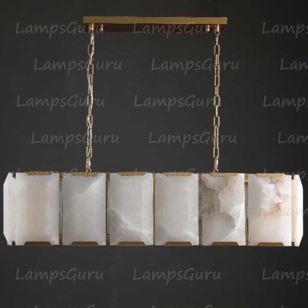 Harlew Faceted Calcite Rectangular Chandelier 42"