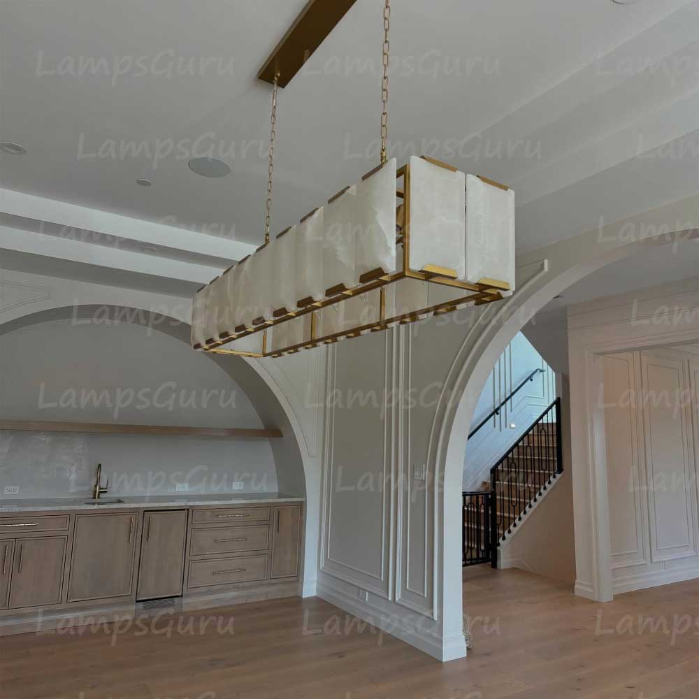 Harlew Faceted Calcite Rectangular Chandelier 62"