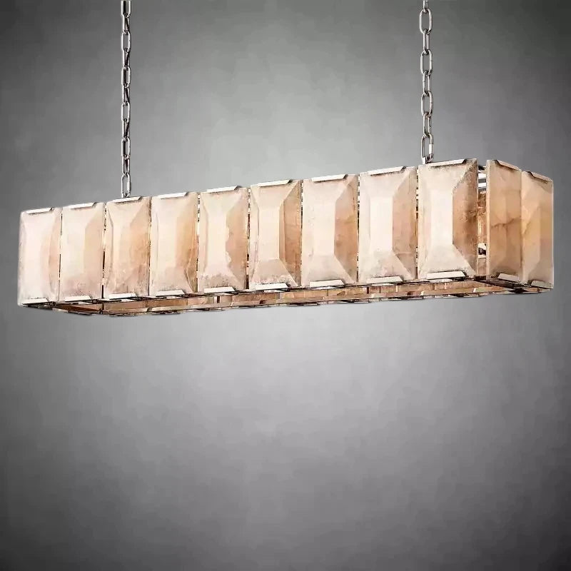 Harlew Faceted Calcite Rectangular Chandelier 62"