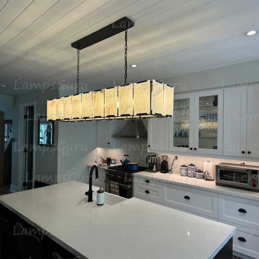 Harlew Faceted Calcite Rectangular Chandelier 62"