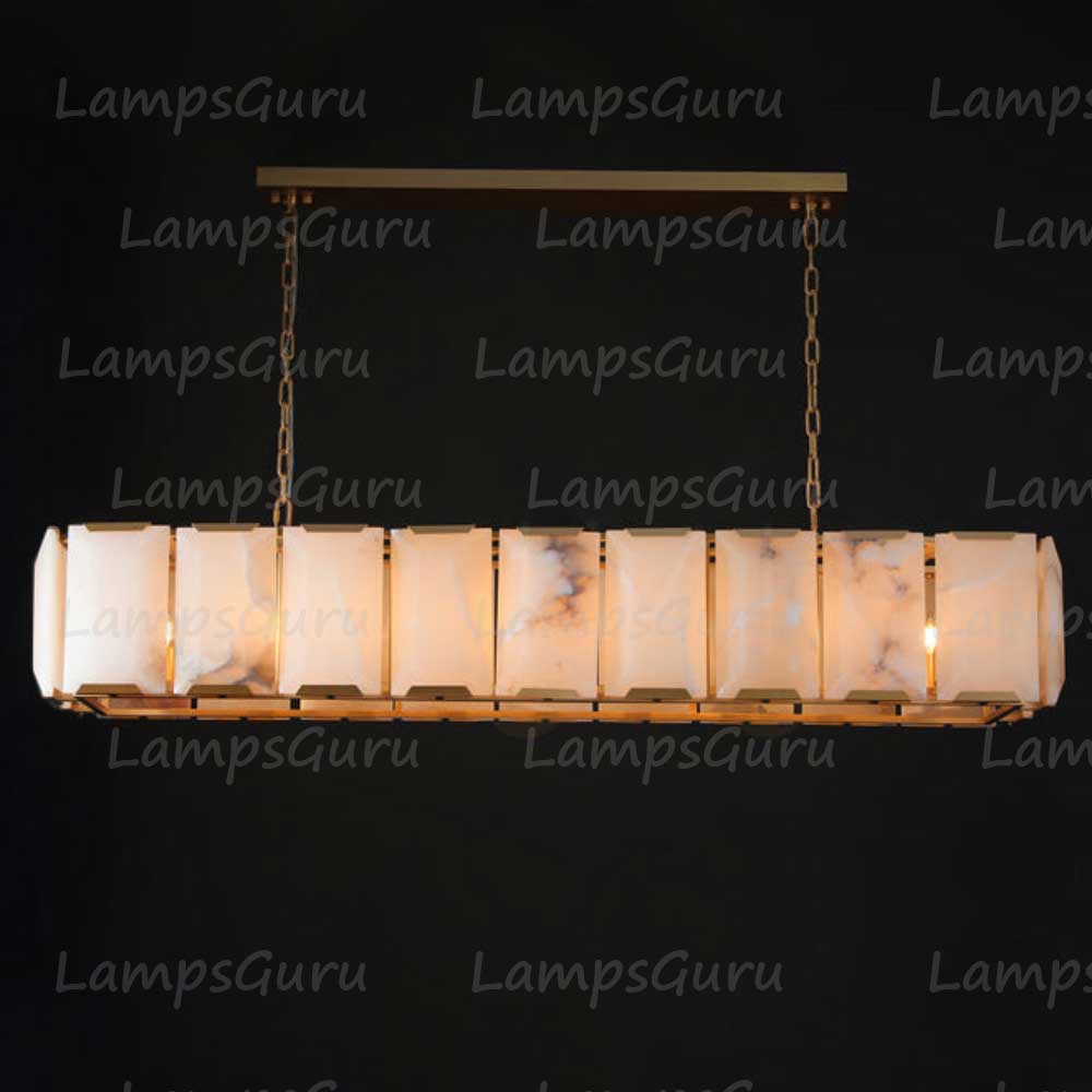 Harlew Faceted Calcite Rectangular Chandelier 62"