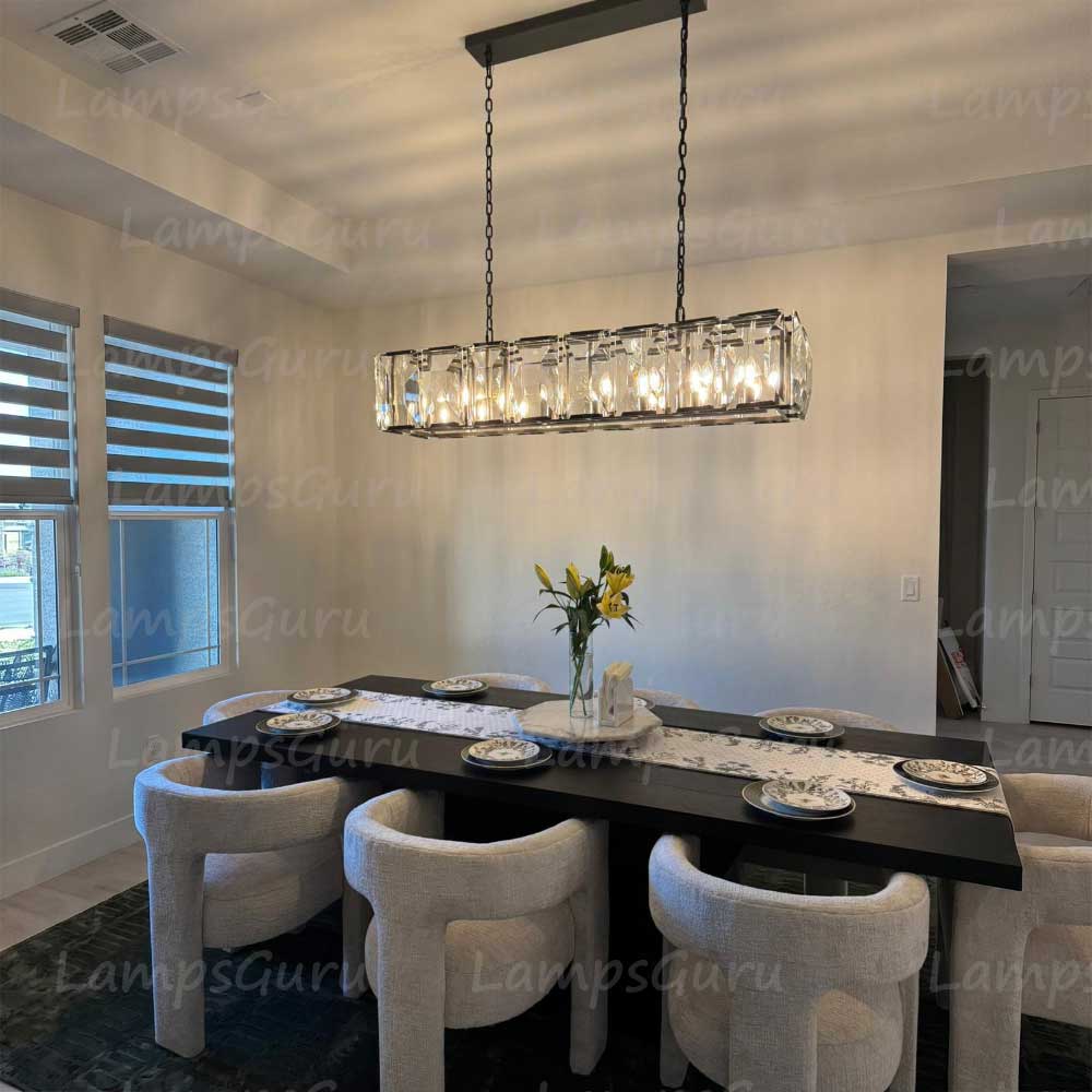 Harlew Faceted Crystal Rectangular Chandelier 54"