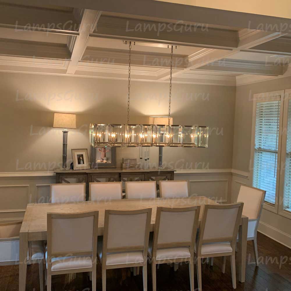 Harlew Faceted Crystal Rectangular Chandelier 54"