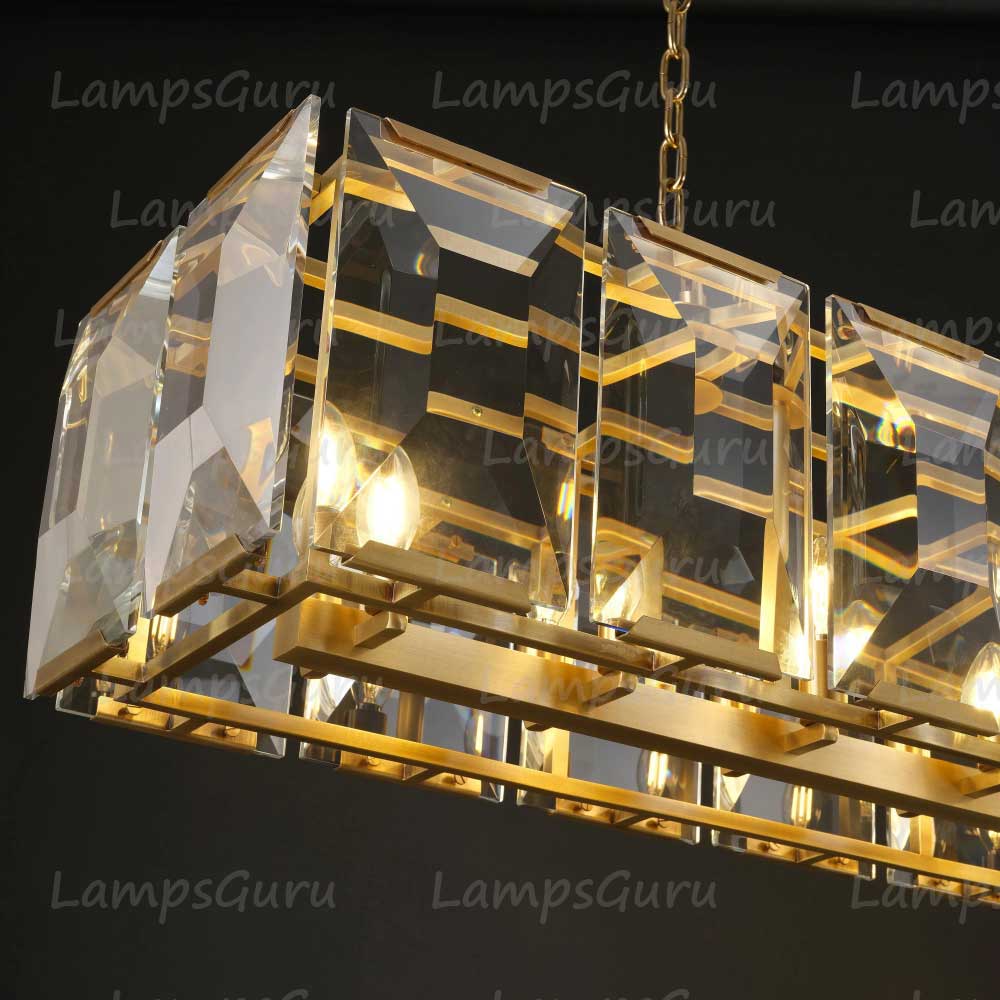 Harlew Faceted Crystal Rectangular Chandelier 54"