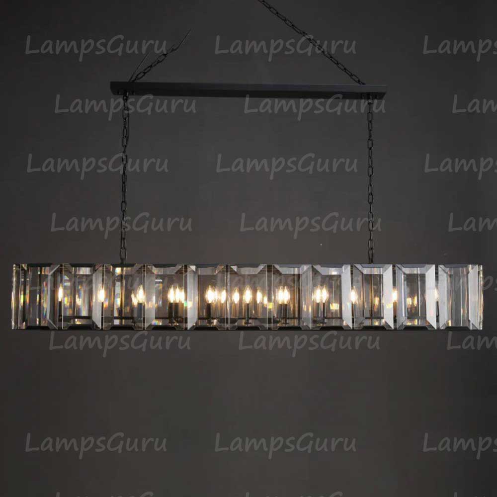 Harlowa Crystal Rectangular Chandelier 74"