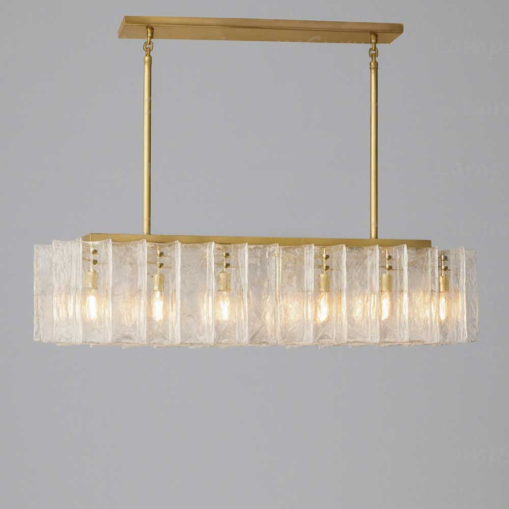 Latticey Clear Glass Rectangular Chandelier 49"