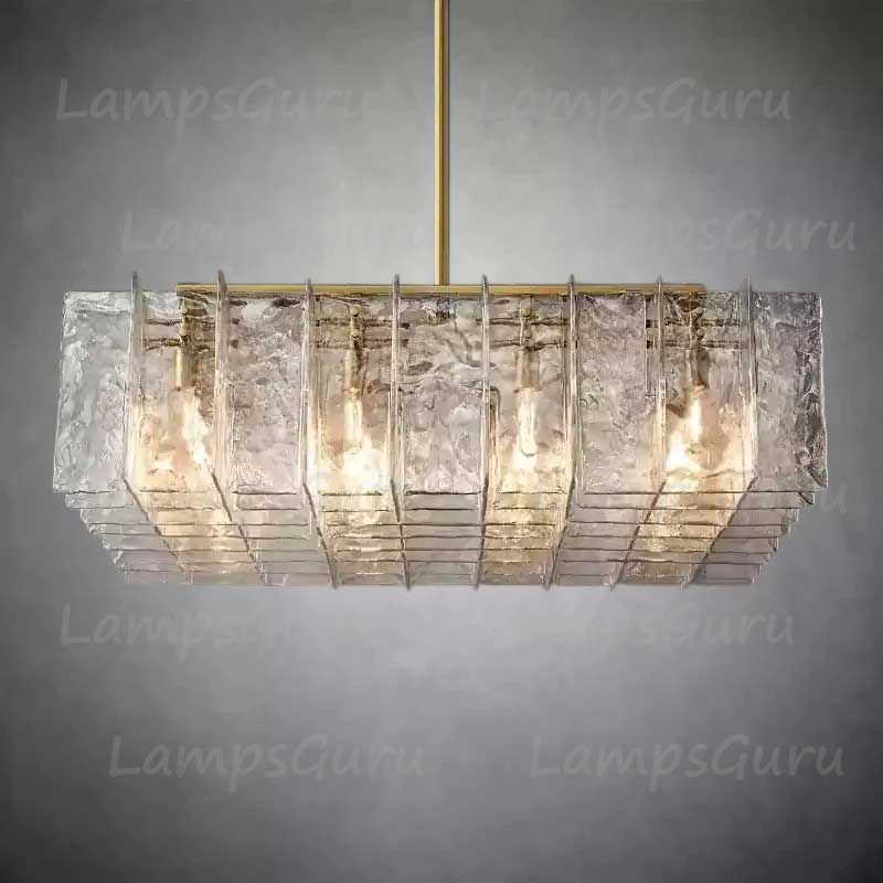 Latticey Clear Glass Square Chandelier 49"