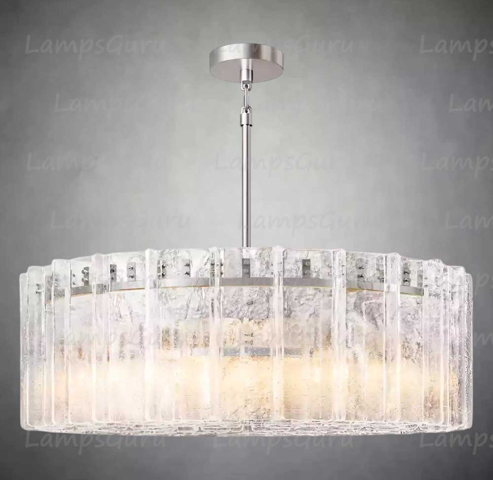 Latticey Clear Glass Round Chandelier 48"