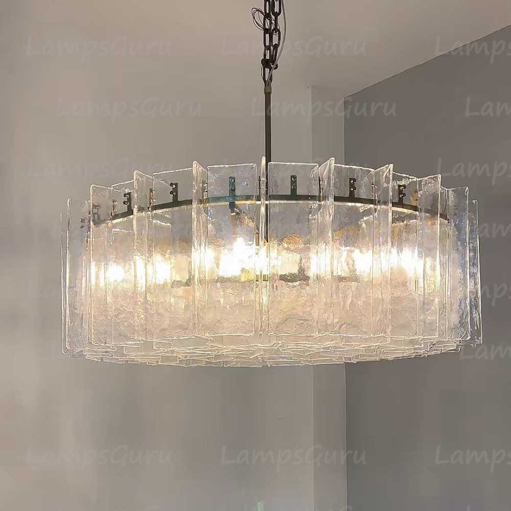 Latticey Clear Glass Round Chandelier 48"