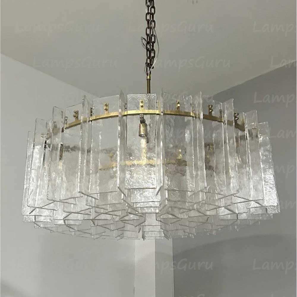 Latticey Clear Glass Round Chandelier 48"