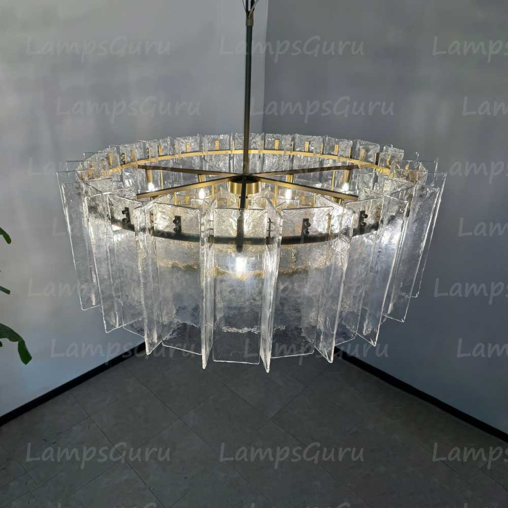 Latticey Clear Glass Round Chandelier 48"