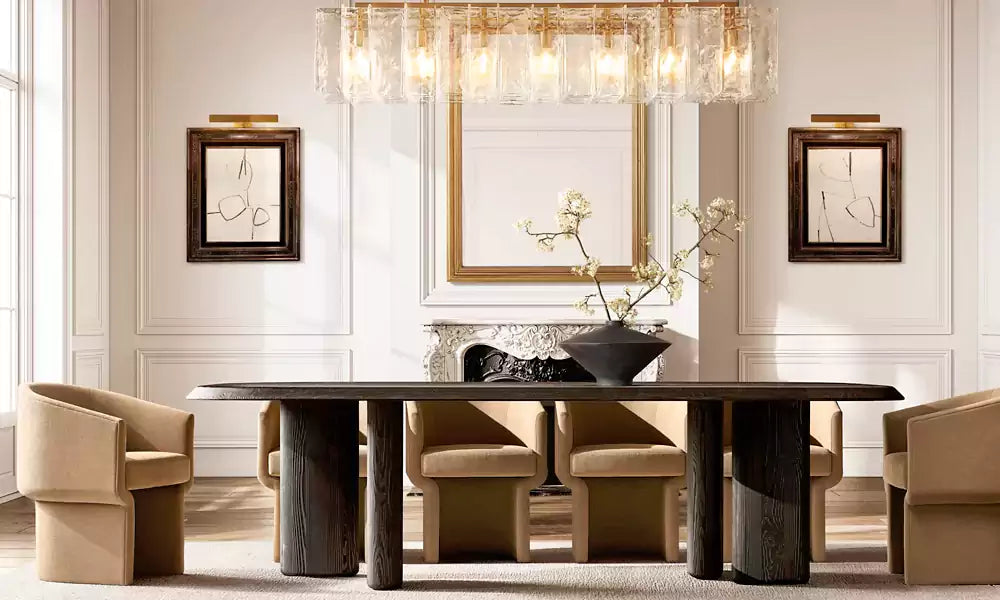 Latticey Clear Glass Rectangular Chandelier 49"