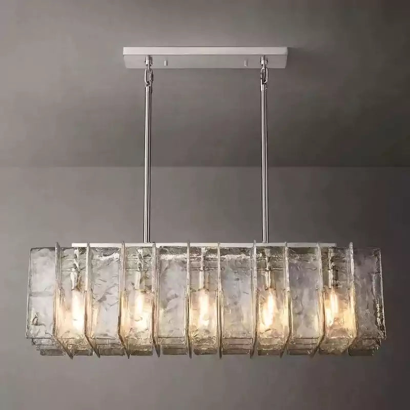 Latticey Clear Glass Rectangular Chandelier 49"