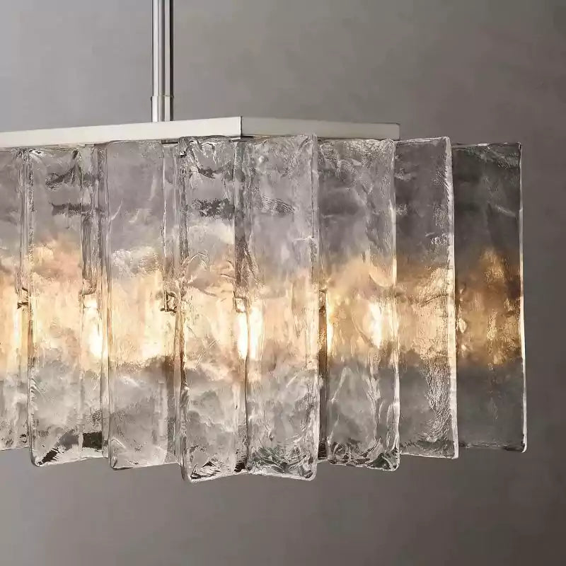 Latticey Clear Glass Square Chandelier 37"