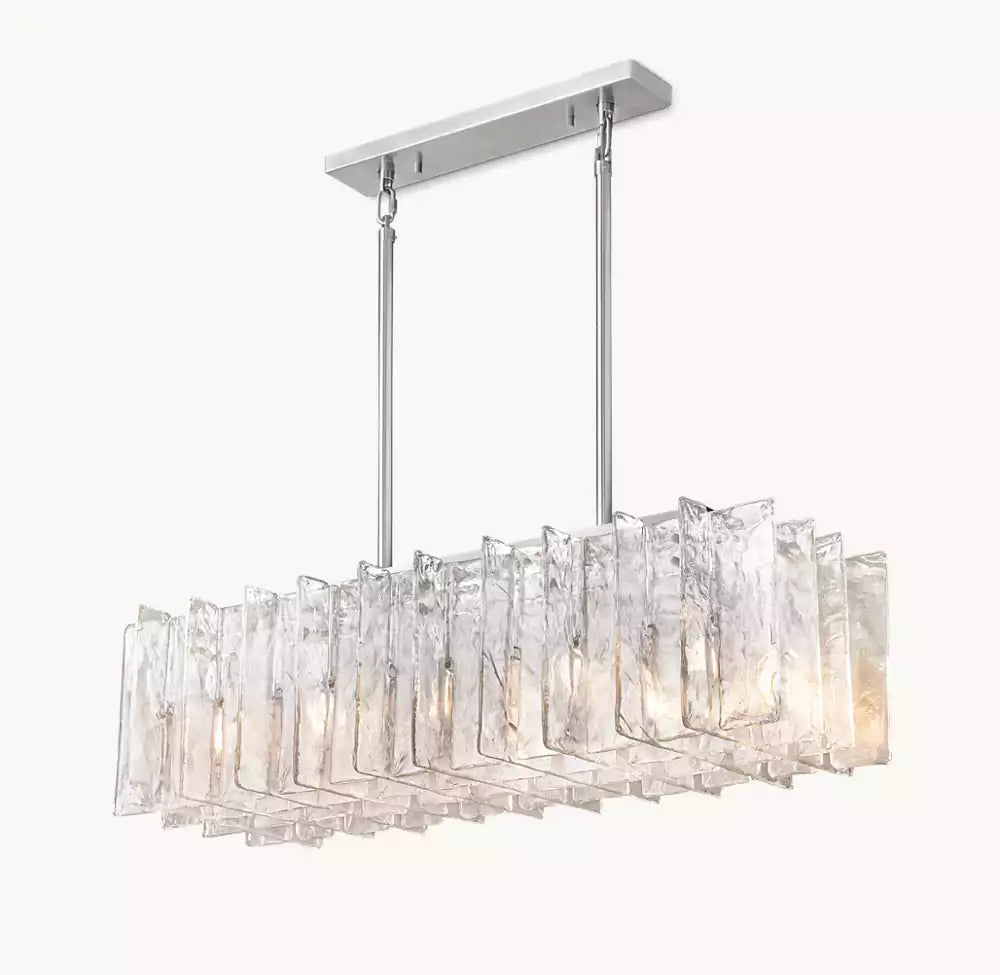 Latticey Clear Glass Rectangular Chandelier 49"