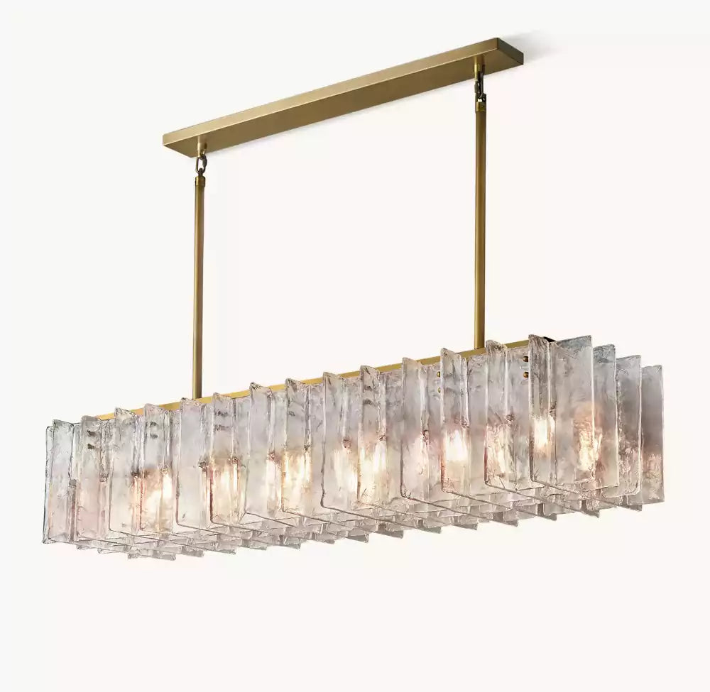 Latticey Clear Glass Rectangular Chandelier 67"