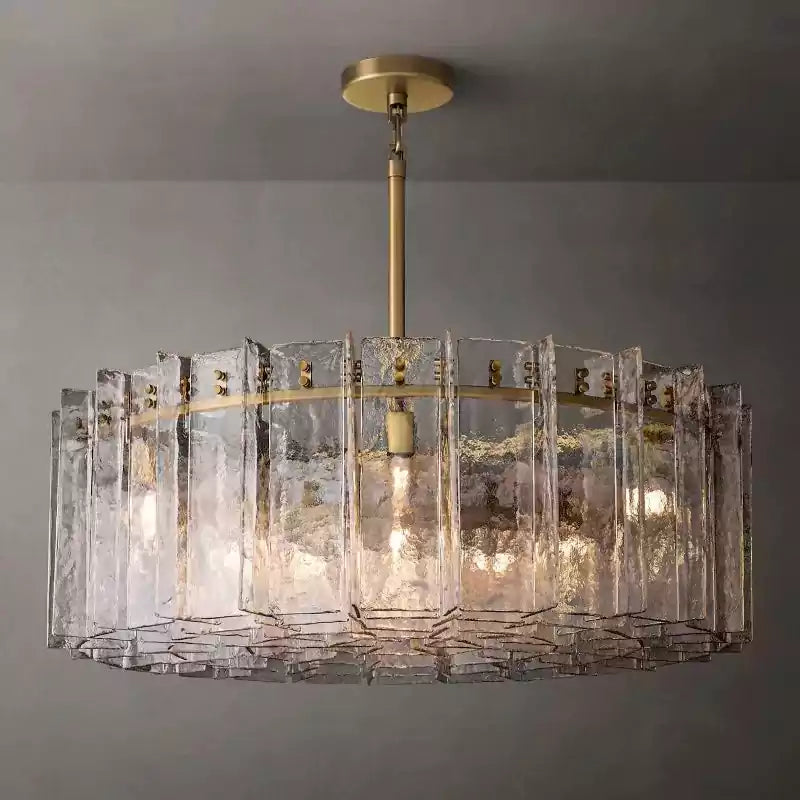 Latticey Clear Glass Round Chandelier 48"