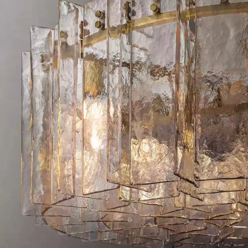 Latticey Clear Glass Round Chandelier 48"