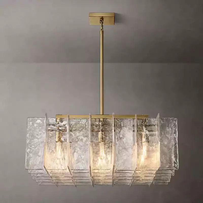Latticey Clear Glass Square Chandelier 37"