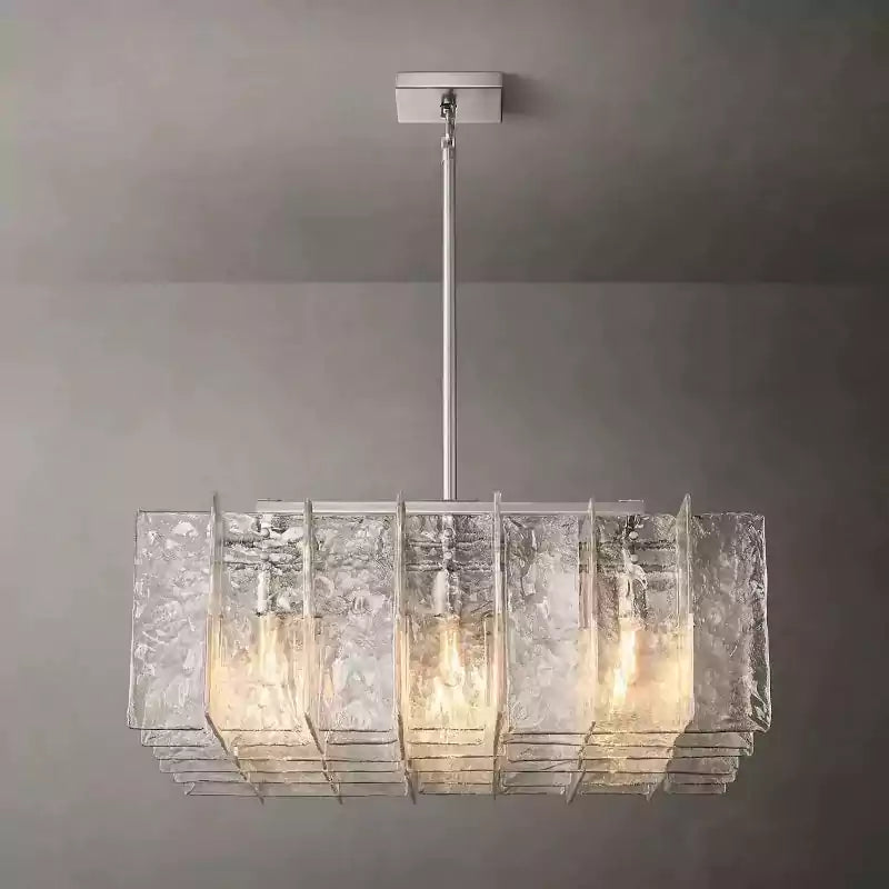 Latticey Clear Glass Square Chandelier 37"