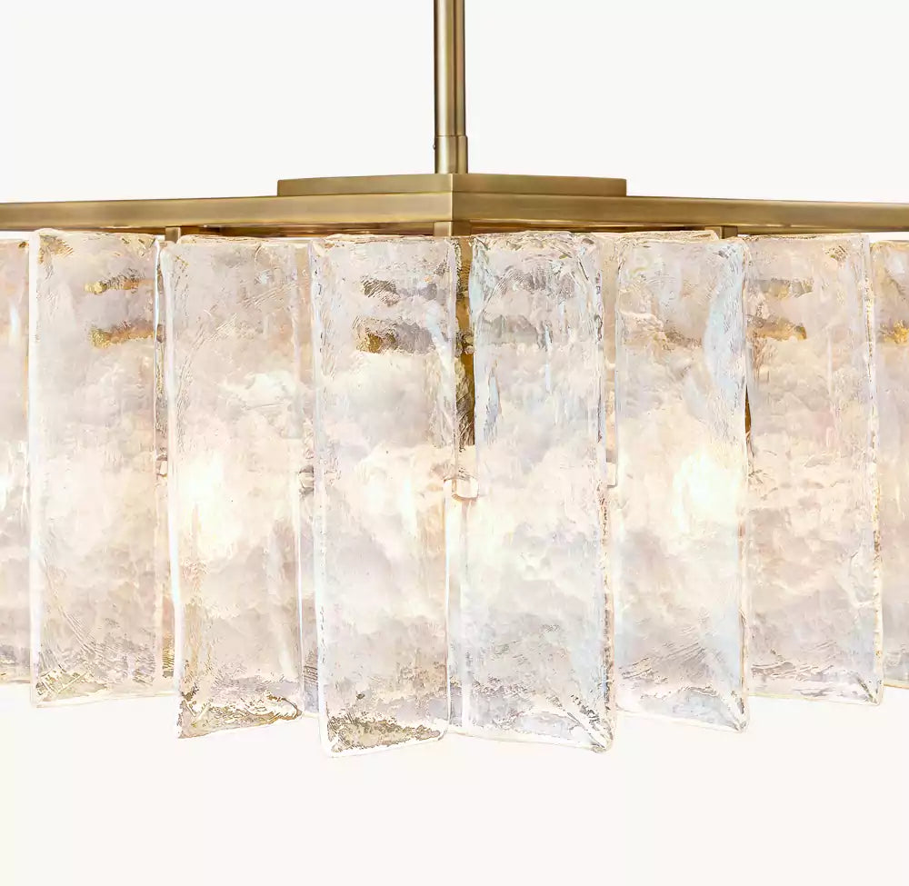 Latticey Clear Glass Square Chandelier 60"