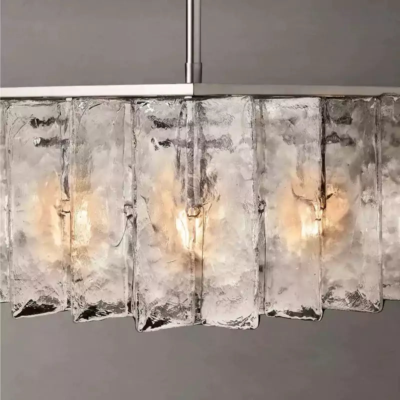 Latticey Clear Glass Square Chandelier 60"