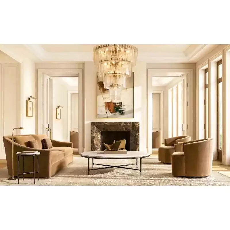 Latticey Clear Glass Tiered Round Chandelier 47"
