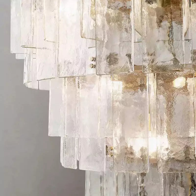 Latticey Clear Glass Tiered Round Chandelier 47"
