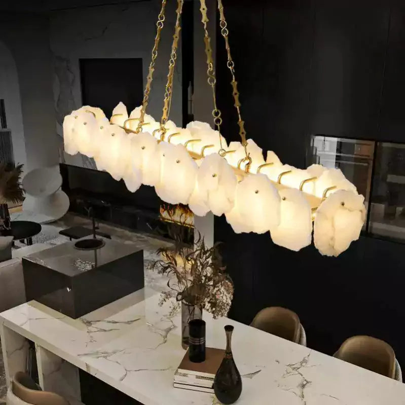 Nasile Linear Alabaster Chain Chandelier