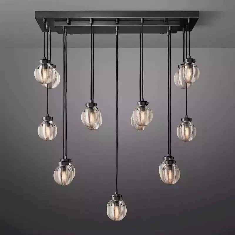 Pearls Spherical Rectangular Chandelier 36"