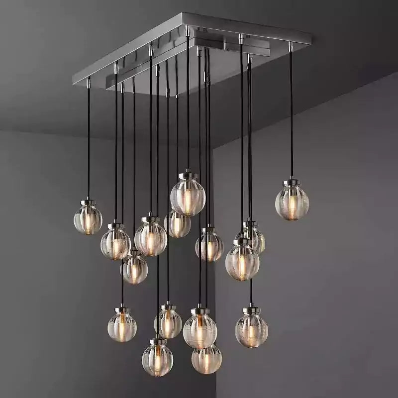 Pearls Spherical Rectangular Chandelier 36"