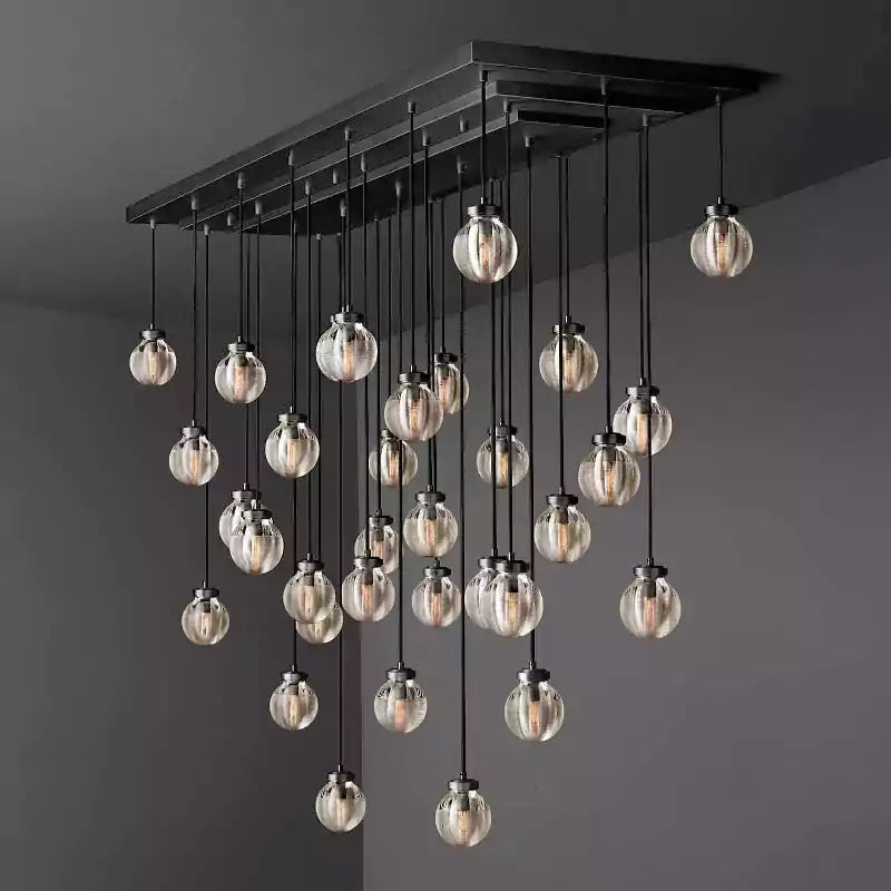 Pearls Spherical Rectangular Chandelier 72"
