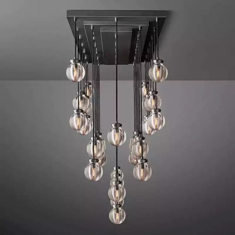 Pearls Spherical Rectangular Chandelier 72"