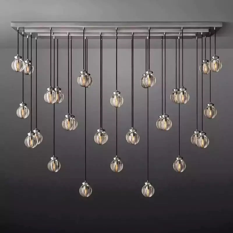 Pearls Spherical Rectangular Chandelier 72"