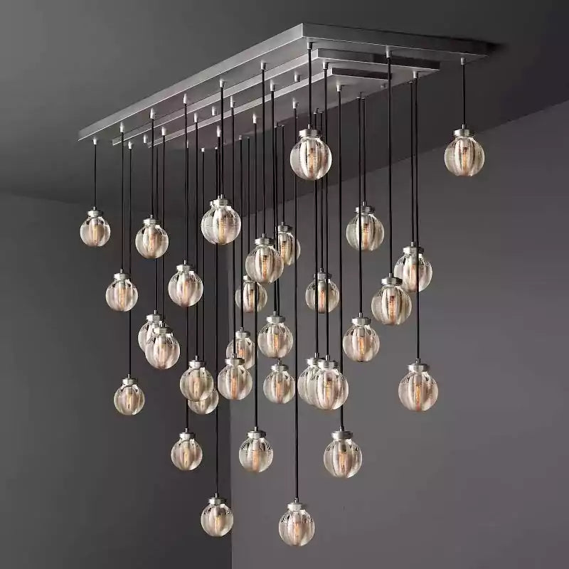 Pearls Spherical Rectangular Chandelier 72"