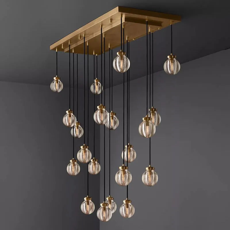 Pearls Spherical Rectangular Chandelier 54"