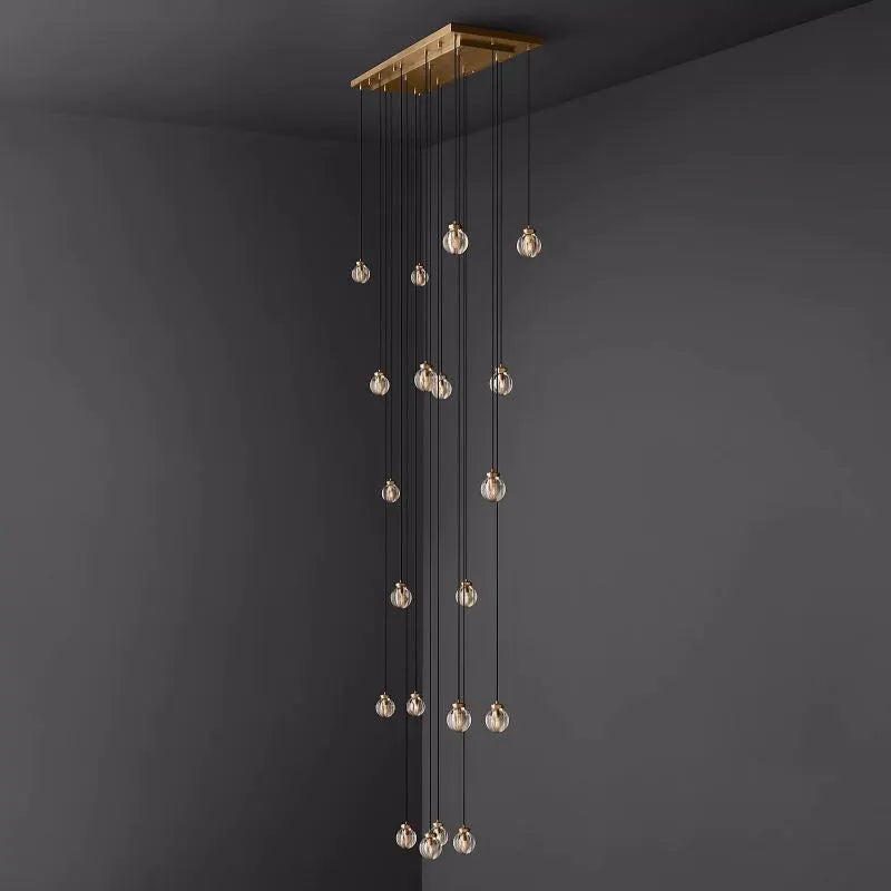 Pearls Spherical Rectangular Chandelier 54"