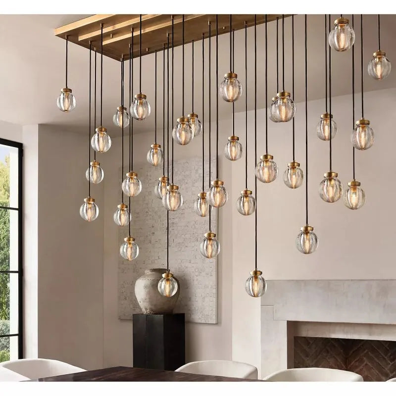 Pearls Spherical Rectangular Chandelier 54"