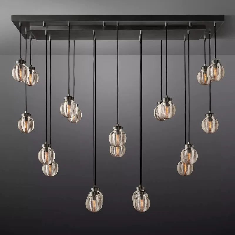 Pearls Spherical Rectangular Chandelier 54"